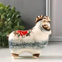 Фигурка фарфор &laquo;Баран&raquo;, 9.8 см, гжель цветная