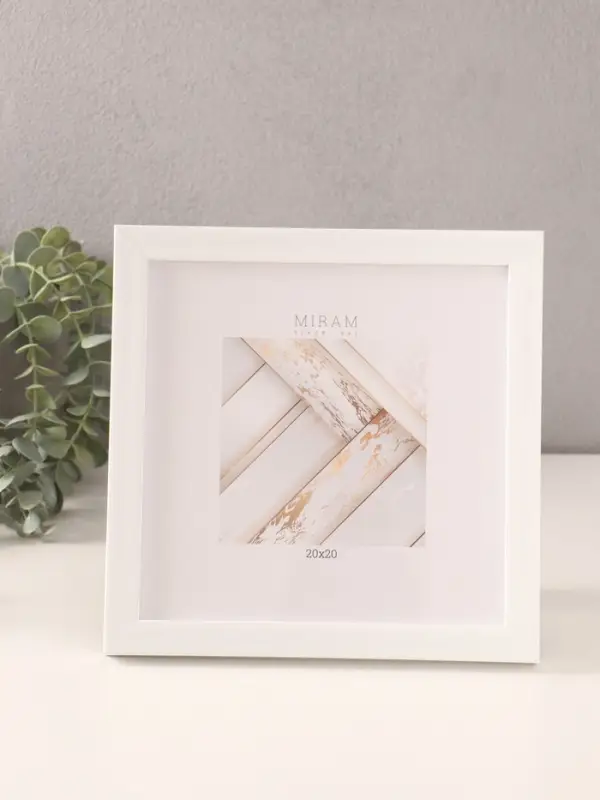 Фоторамка для фото 20&times;20 см &laquo;МИРАМ&raquo;, пластик, белый, (пластиковый экран)