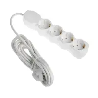 Удлинитель сетевой Luazon Lighting ECO, 4 розетки, 4.5 м, 16 А, 3500 Вт, заземление, белый