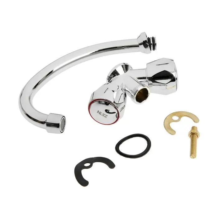 Смеситель для кухни ZEIN Z80102, двухвентильный, кран-букса латунь 1/2", без подводки, хром