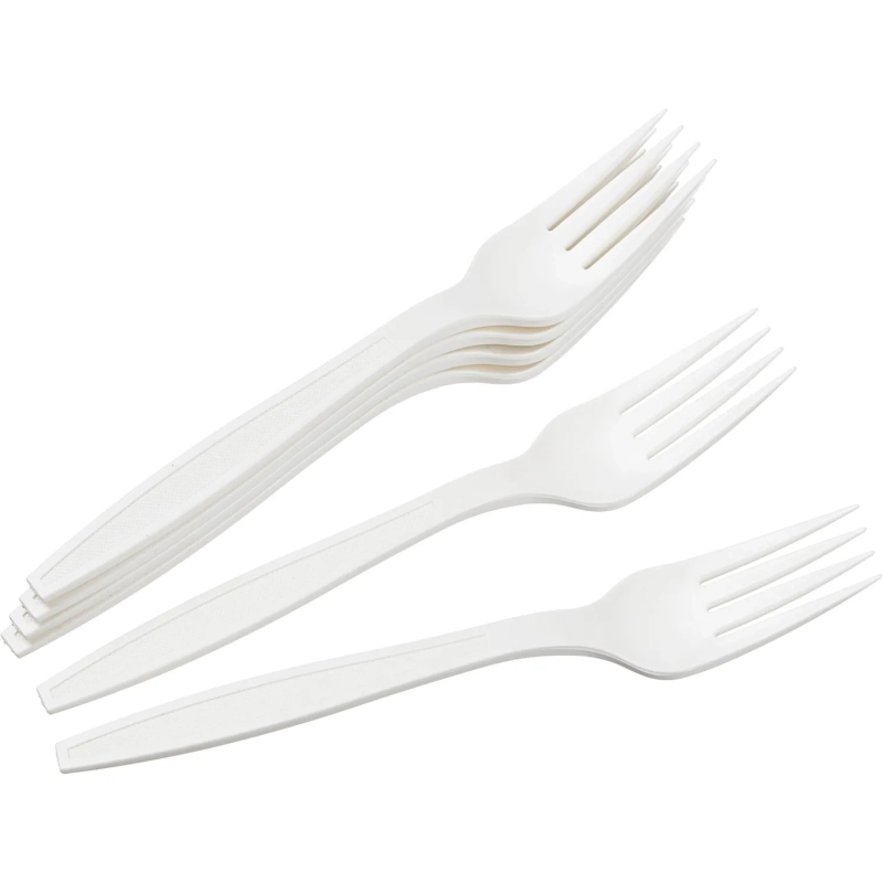 Вилка одноразовая 180мм, белая, кукурузный крахмал, 50шт/уп