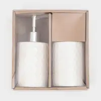 Набор для ванной "Плетение", 2 предмета (дозатор для мыла, стакан), цвет белый