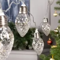 Гирлянда &laquo;Нить&raquo; 3 м с насадками &laquo;Лампочки шишки&raquo;, IP20, прозрачная нить, 80 LED, свечение тёплое белое, 8 режимов, 220 В