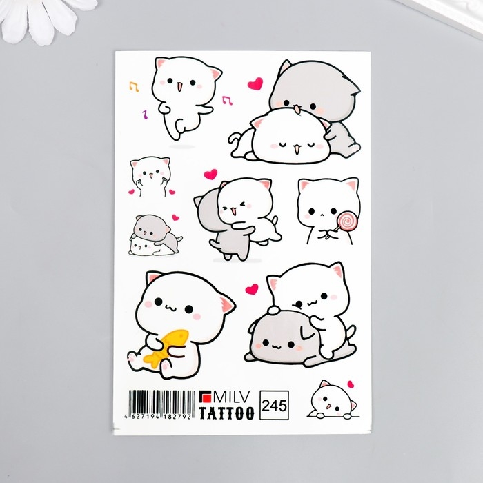 Татуировка на тело "Котики" 10х15 см