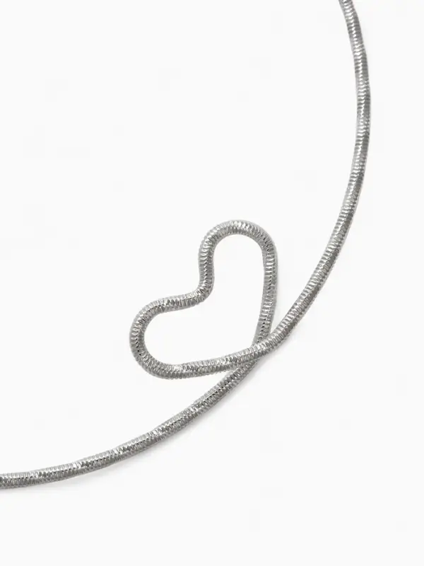 Набор 2 предмета: чокер, браслет «Обруч» сердце, цвет серебро Набор 2 предмета: чокер, браслет «Обруч» сердце, цвет серебро