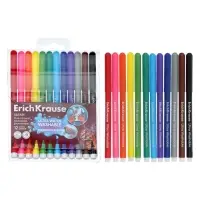 Фломастеры ErichKrause Safari Ultra Washable 12 цветов, в футляре с европодвесом