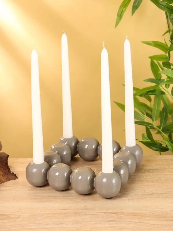 Подсвечник на 4 свечи «Бусы», с 12 сферами, 20.5×20.5×5.5 см, ковентри