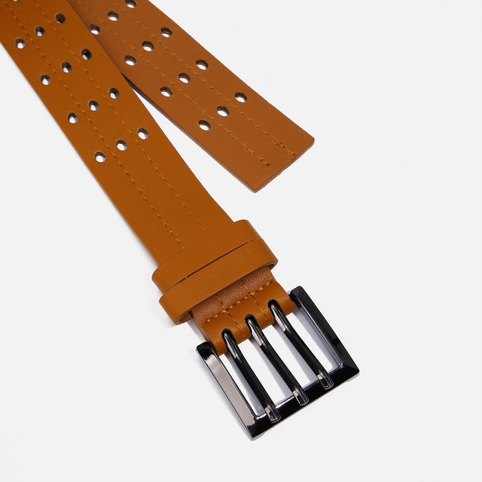 Ремень женский, ширина 3,5 см, пряжка металл, цвет рыжий