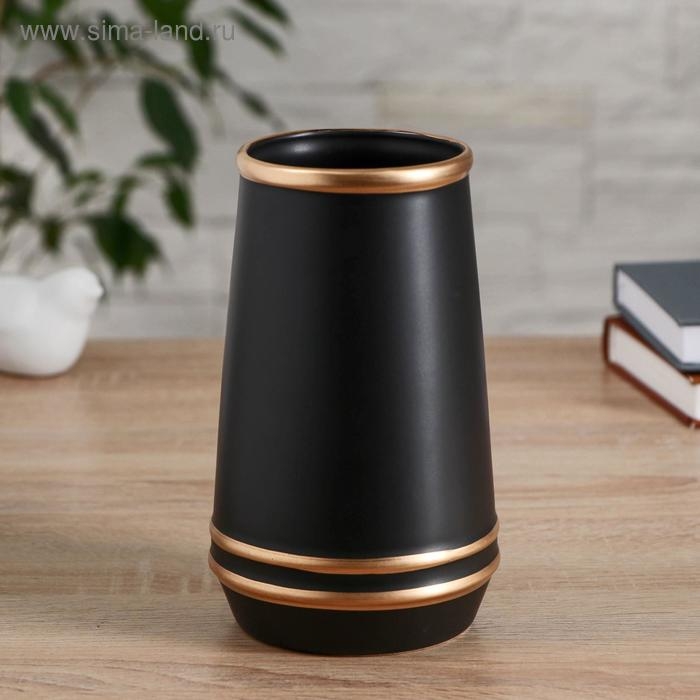Ваза керамика Ваза керамика "Вера" 8,5х10,5х18 см, чёрно-золотой