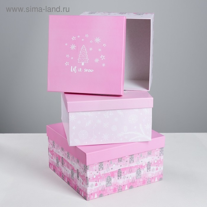 Набор подарочных коробок 3 в 1 «Тренд», 18 х 18 х 10‒22 х 22 х 12 см, Новый год
