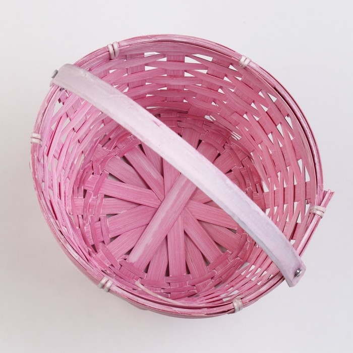 Корзина плетеная, D17 х 12 х 22 см, розовая, бамбук Корзина плетеная, D17 х 12 х 22 см, розовая, бамбук