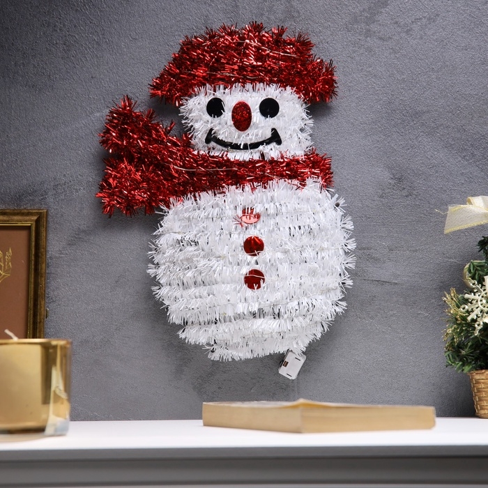 Фигура из мишуры  Фигура из мишуры "Снеговик" 33х22 см, 20 LED, AG10х3 (в компл), Т/БЕЛЫЙ