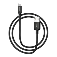 Кабель Hoco X14, Lightning - USB, 2.4 А, 1 м, быстрая зарядка, оплётка нейлон, чёрный