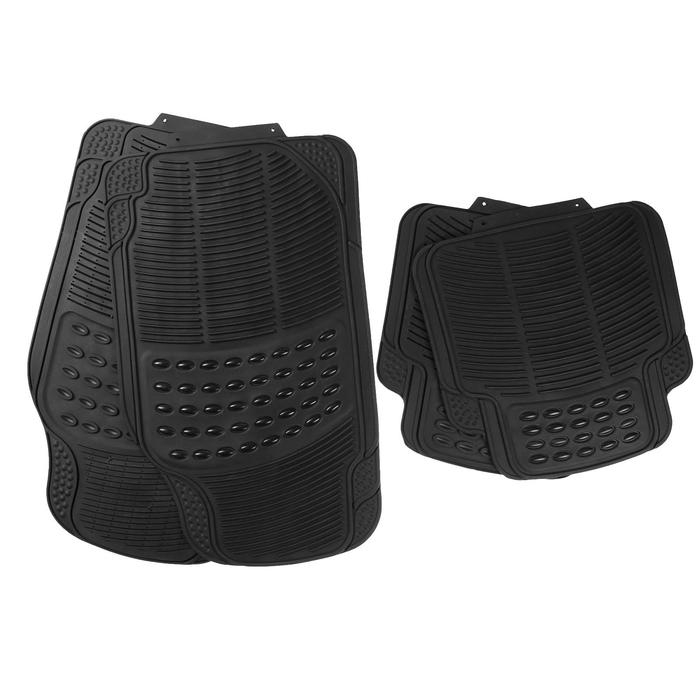 Коврики автомобильные TORSO, резина, 70×44 см, 44×43.5 см, черный, набор 4 шт Коврики автомобильные TORSO, резина, 70×44 см, 44×43.5 см, черный, набор 4 шт