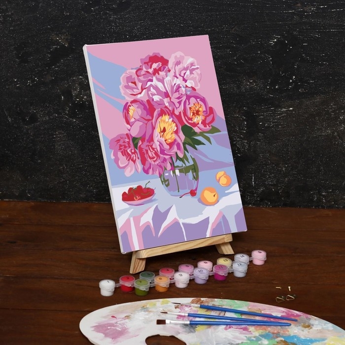 Картина по номерам на холсте с подрамником «Букет пионов», 30х20 см Картина по номерам на холсте с подрамником «Букет пионов», 30х20 см