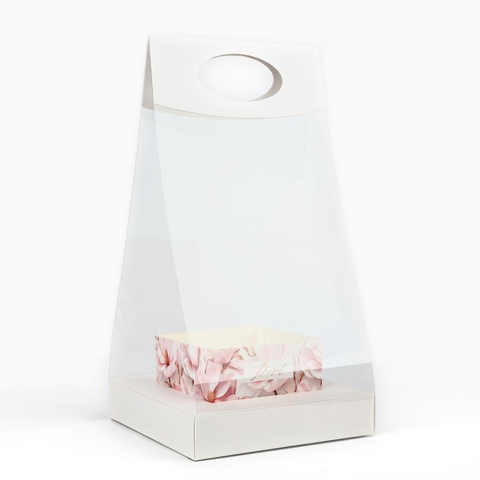 Коробка подарочная складная переноска для цветов, упаковка, «Нежность», 20 x 20 x 4 см Коробка подарочная складная переноска для цветов, упаковка, «Нежность», 20 x 20 x 4 см