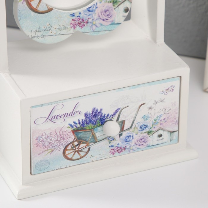 Шкатулка дерево 1 ящик с зеркалом  Шкатулка дерево 1 ящик с зеркалом "Тележка лаванды" 11х7,5х14,8 см