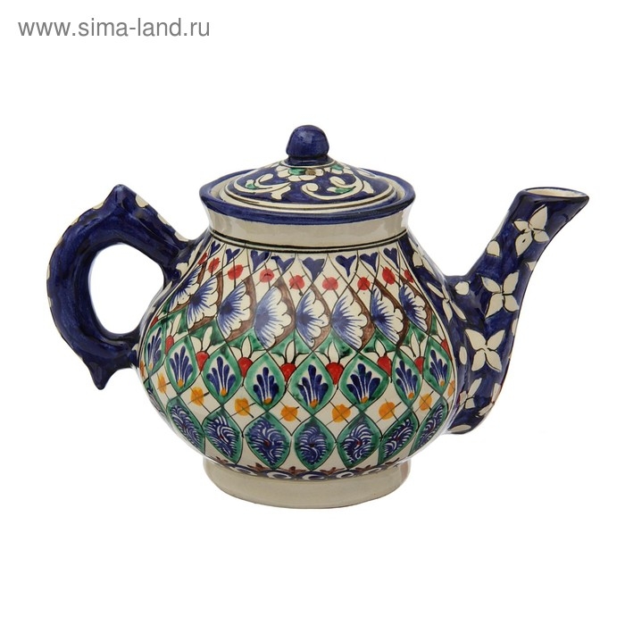 Чайник Риштанская Керамика Чайник Риштанская Керамика "Узоры", 700 мл, синий