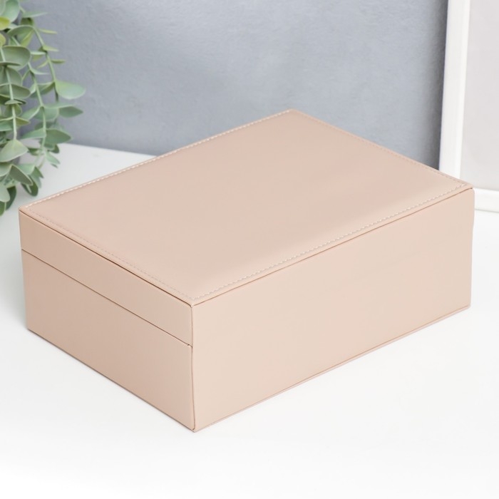 Шкатулка кожзам для украшений  Шкатулка кожзам для украшений "Кремовая матовая" 9х23х17 см