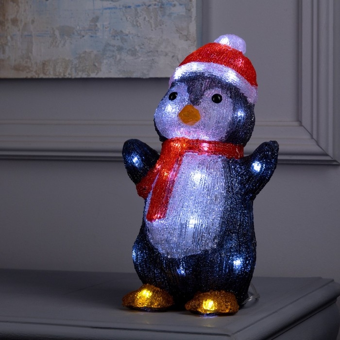 Фигура акриловая «Пингвин» 30 см, 40 LED, 220 В, свечение белое Фигура акриловая «Пингвин» 30 см, 40 LED, 220 В, свечение белое