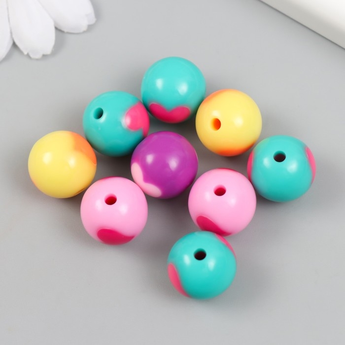 Бусины пластик Бусины пластик "Шарик с сердечком" глянец МИКС d=1,6 см набор 20 гр