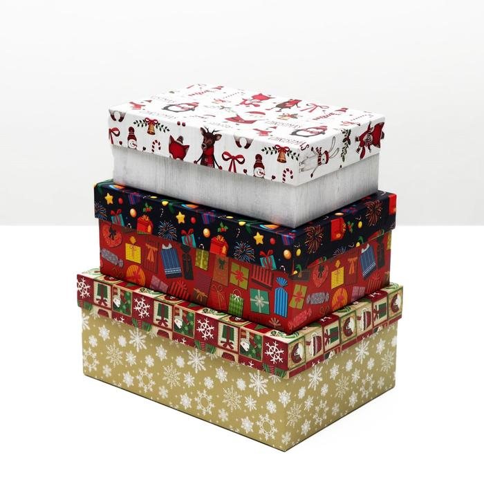 Набор коробок 3 в 1 Набор коробок 3 в 1 "Уютный новый год", 23 х 16 х 9,5 - 19 х 12 х 6,5 см