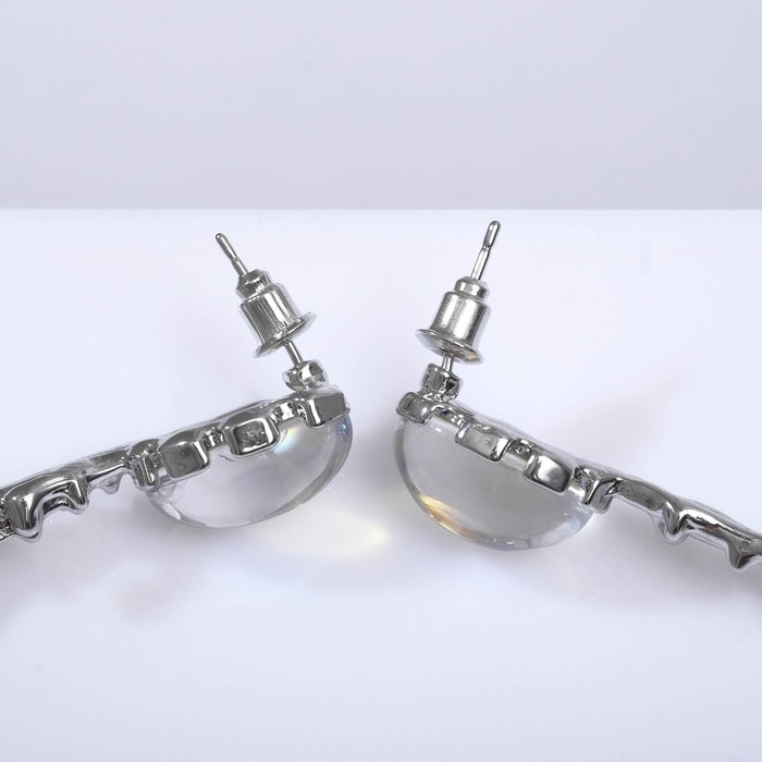 Серьги под натуральный камень «Зеркало» с лунным камнем, цвет радужный в серебре Серьги под натуральный камень «Зеркало» с лунным камнем, цвет радужный в серебре