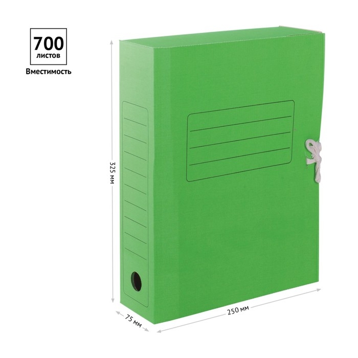 Папка архивная с завязками Calligrata, микрогофрокартон, 70 мм, до 700 л, зелёный Папка архивная с завязками Calligrata, микрогофрокартон, 70 мм, до 700 л, зелёный