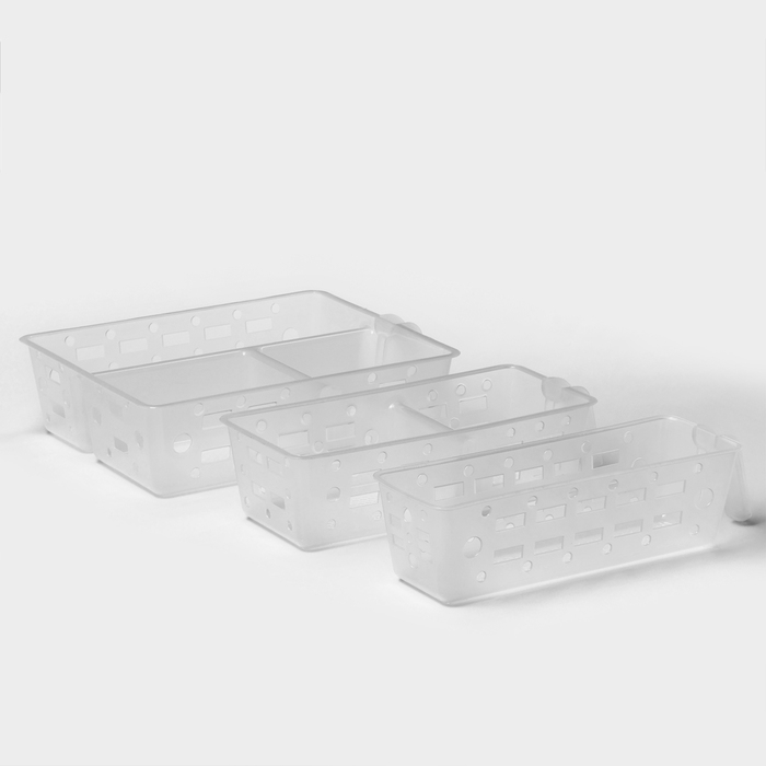 Набор органайзеров универсальных (S+M+L), 3 шт, цвет прозрачный Набор органайзеров универсальных (S+M+L), 3 шт, цвет прозрачный