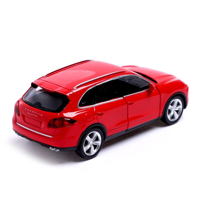 Машина металлическая PORSCHE CAYENNE TURBO, 1:32, открываются двери, инерция, цвет красный Машина металлическая PORSCHE CAYENNE TURBO, 1:32, открываются двери, инерция, цвет красный
