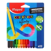 Карандаши 12 цветов Maped COLOR'PEPS INFINITY, корпус треугольный, ударопрочный грифель, в картонной коробке