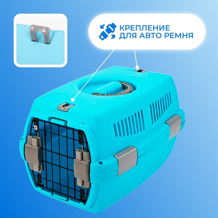 Переноска пластиковая  Переноска пластиковая "Неон" 48х32х29,5 см, вес животного до 12 кг, голубая