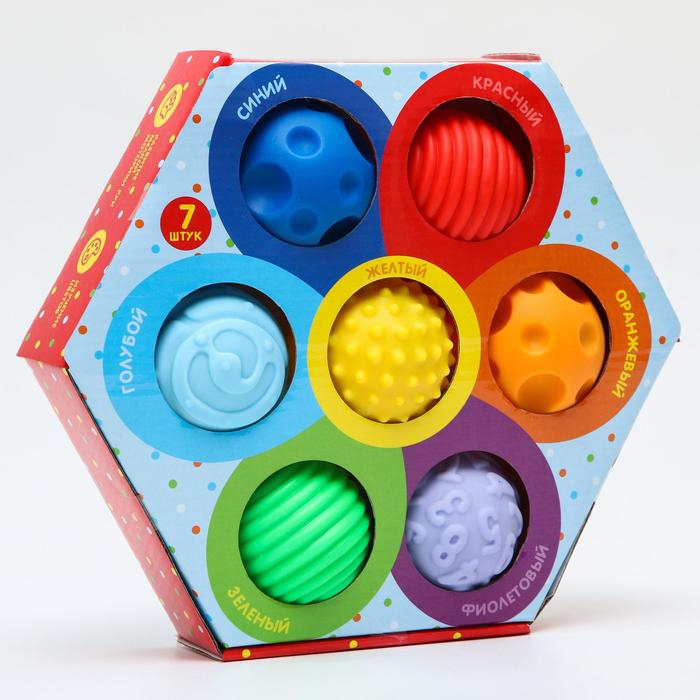 Набор развивающих тактильных мячиков «Цветочек», с пищалкой, 7 шт, Крошка Я Набор развивающих тактильных мячиков «Цветочек», с пищалкой, 7 шт, Крошка Я