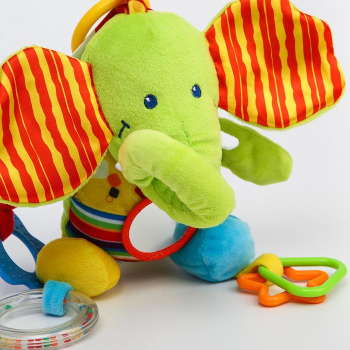 Подвеска мягкая «Слоник», шуршалка, прорезыватель, на кроватку, коляску, Крошка Я Подвеска мягкая «Слоник», шуршалка, прорезыватель, на кроватку, коляску, Крошка Я