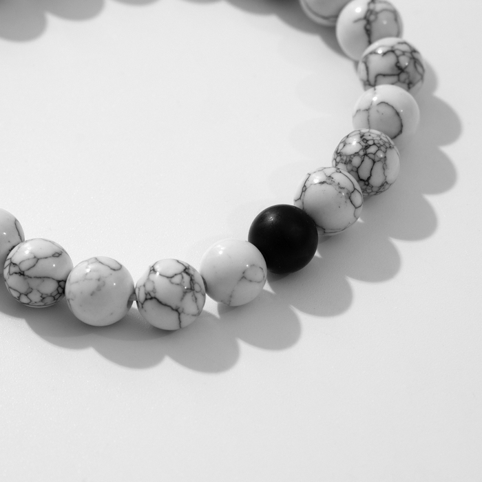 Набор браслетов 2шт шар №8 «Агат», цвет чёрно-белый Набор браслетов 2шт шар №8 «Агат», цвет чёрно-белый