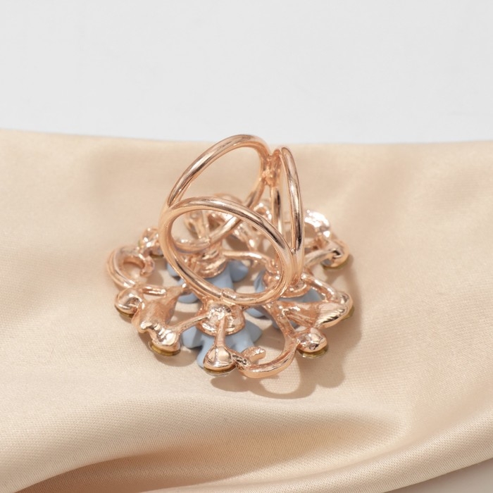 Кольцо для платка «Цветы незабудки», цвет голубой в золоте