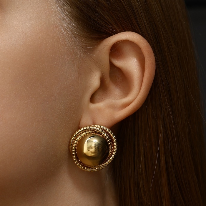 Серьги металл Серьги металл "Эстетика" фрезия, цвет золото