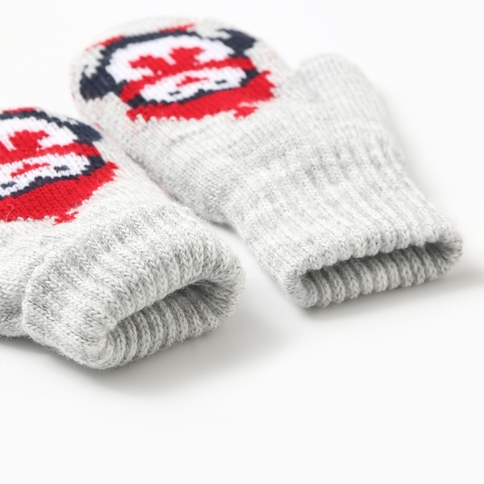 Новый год. Варежки двойные детские  Новый год. Варежки двойные детские "Пингвин", цвет серый, р-р 12