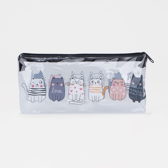 Косметичка-пенал на молнии, цвет чёрный/прозрачный Косметичка-пенал на молнии, цвет чёрный/прозрачный