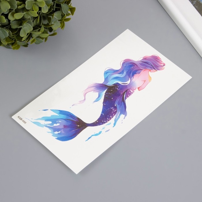 Татуировка на тело цветная Татуировка на тело цветная "Русалка фиолетовая" 11,4х21 см