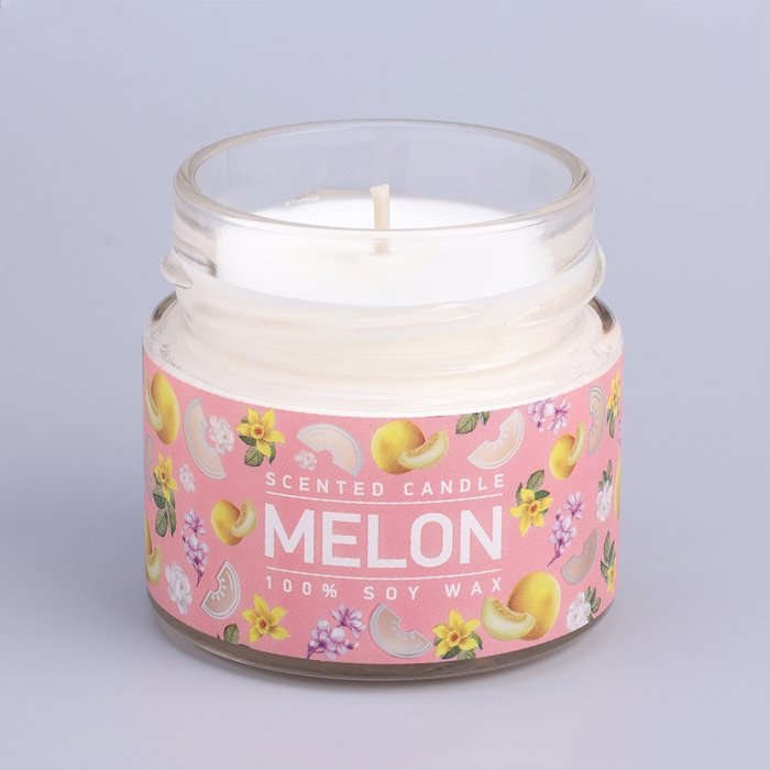 Свеча ароматическая в банке  Свеча ароматическая в банке "Сочная дыня", совый воск, 80 г