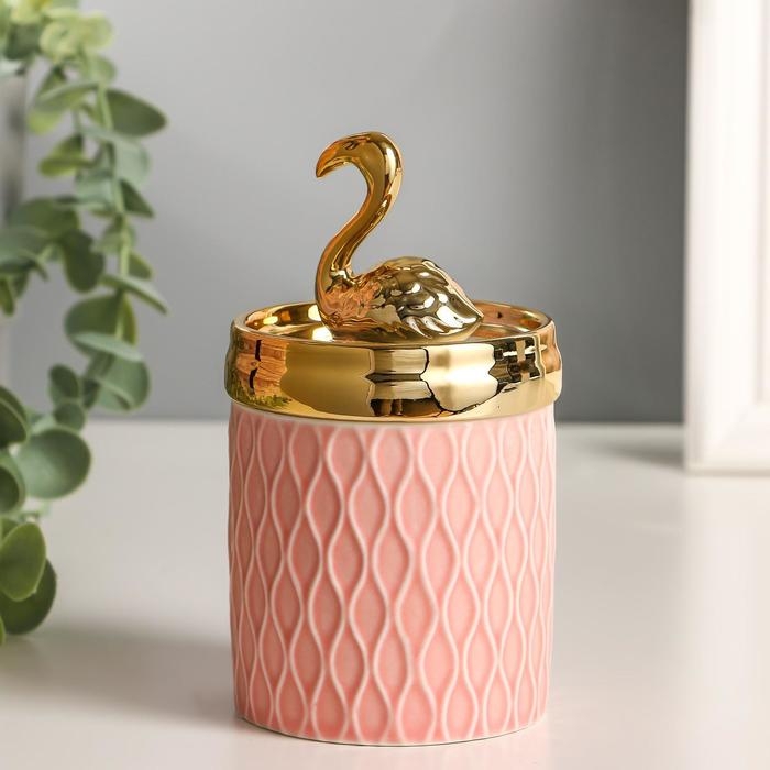 Шкатулка керамика Шкатулка керамика "Золотой фламинго" 13,5х7,5х7,5 см