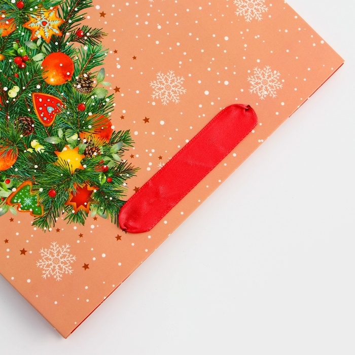 Пакет подарочный новогодний ламинированный Пакет подарочный новогодний ламинированный "Большая Ёлка", 23 х 17,8 х 9,8 см.