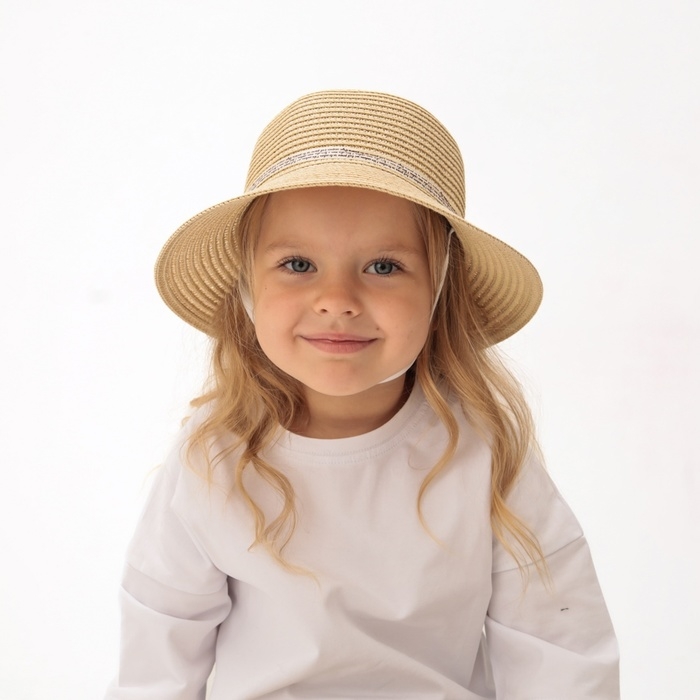 Шляпа для девочки MINAKU Шляпа для девочки MINAKU "Зайка", цвет молочный, р-р 52