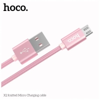 Кабель Hoco X2, Micro USB - USB, 2.4 А, 1 м, текстиль, розовый