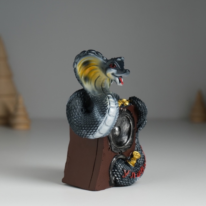 Копилка полистоун Копилка полистоун "Змея тёмная на сейфе" 8,3х5,3х11,2 см