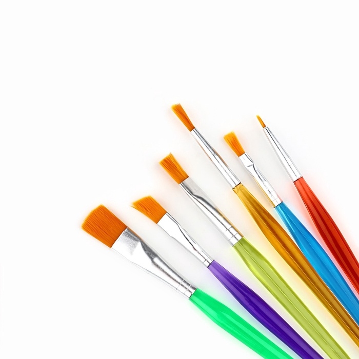 Кисть для рисования набор 6 шт. синтетика плоские «Солнце» Кисть для рисования набор 6 шт. синтетика плоские «Солнце»