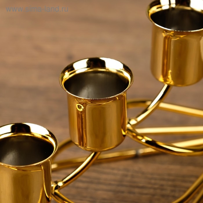 Подсвечник металл на 3 свечи Подсвечник металл на 3 свечи "Капли" золото 14х8х8 см