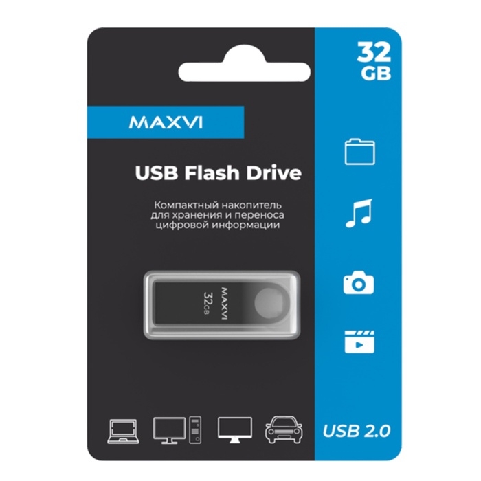 Флешка Maxvi MK, 32 Гб, USB2.0, чт до 25 Мб/с, зап до 15 Мб/с, тёмно-серая Флешка Maxvi MK, 32 Гб, USB2.0, чт до 25 Мб/с, зап до 15 Мб/с, тёмно-серая