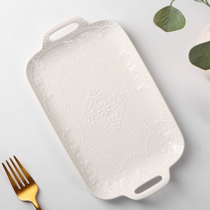 Блюдо керамическое Доляна &laquo;Сьюзен&raquo;, 25&times;14,5 см, цвет белый